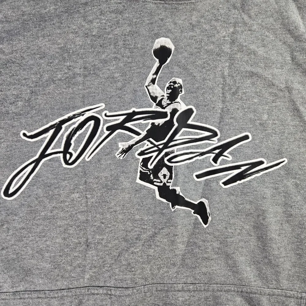 Jordan Dri Fit Jump Man DJ0634 091 Mens XL Gray Graphic Fleece Pullover Hoodie‎